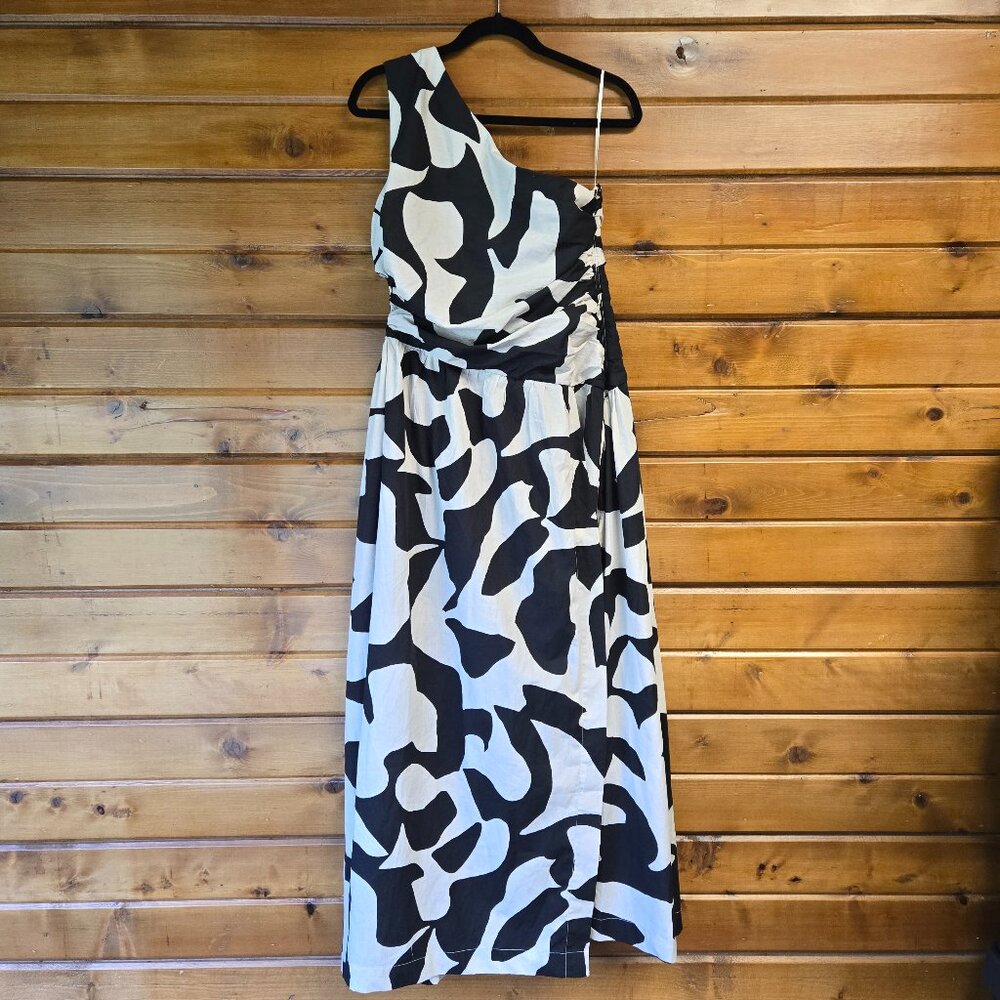 NWOT Abercrombie&Fitch Fiore One Shoulder Maxi CutOut High Slit Dress Pockets L